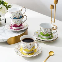 french style retro high grade ceramic coffee cup and saucer porcelain coffee set tea cup and saucer classic drink gift