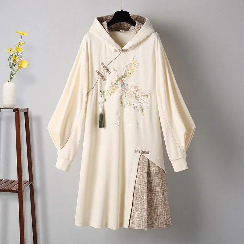 

Plus Size Women's Spring And Autumn Tang Suit Hanfu Female Improved Chinese Style Han Element Costume Retro Sweatshirt Dress