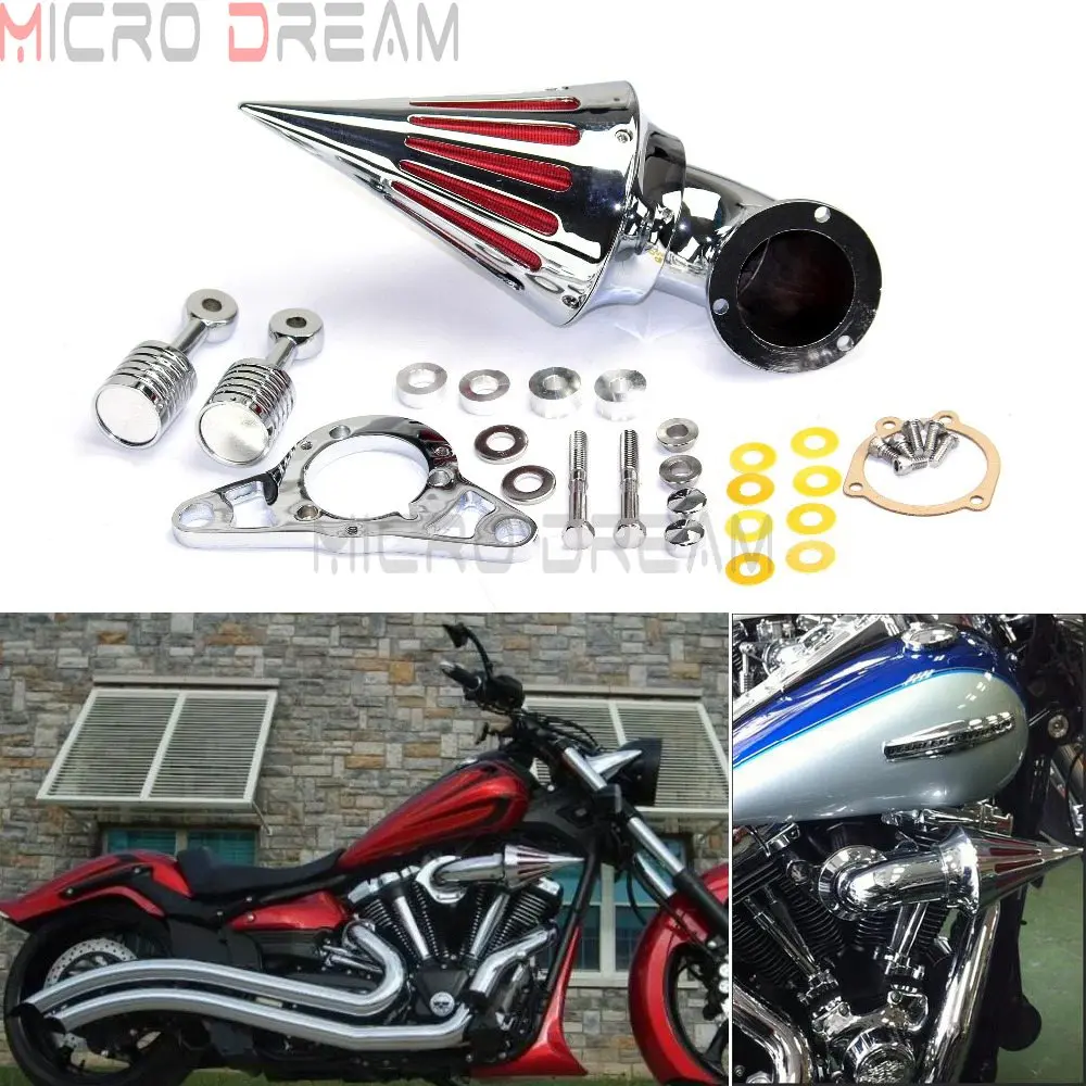 Мотоцикл Конус Спайк Воздушный Очиститель фильтр крышка комплект для Harley Dyna Street Fat Bob Touring Road King Glide 01-09 Softail Fat Boy