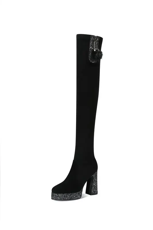 

New Arrival Women Over The Knee Boots Autumn Winter Warm High Heels Shoes Woman Round Toe Elegant Platform High Boots