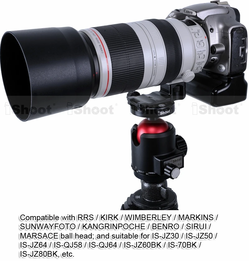 Стойка объектива с шаровой головкой для камеры БЫСТРОРАЗЪЕМНАЯ пластина Canon EF 100