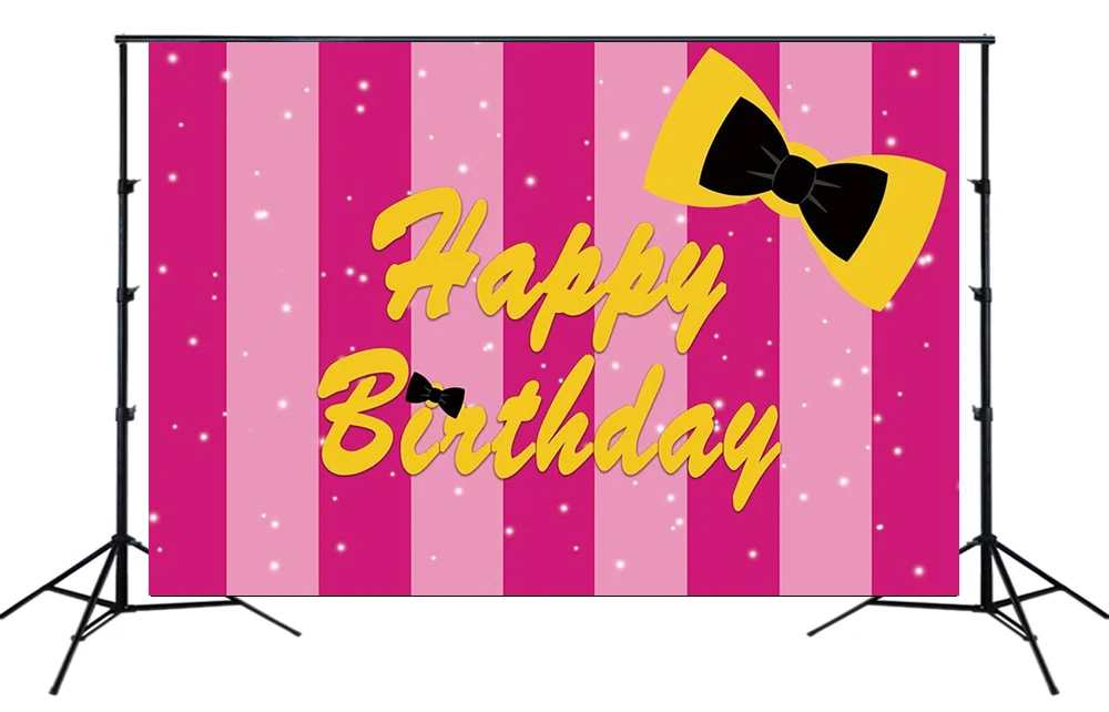 

Girl Princess Backdrop Birthday Party Banner Pink Striped Pattern Bowknot Photo Background Cake Table Scene Setter Poster Decors