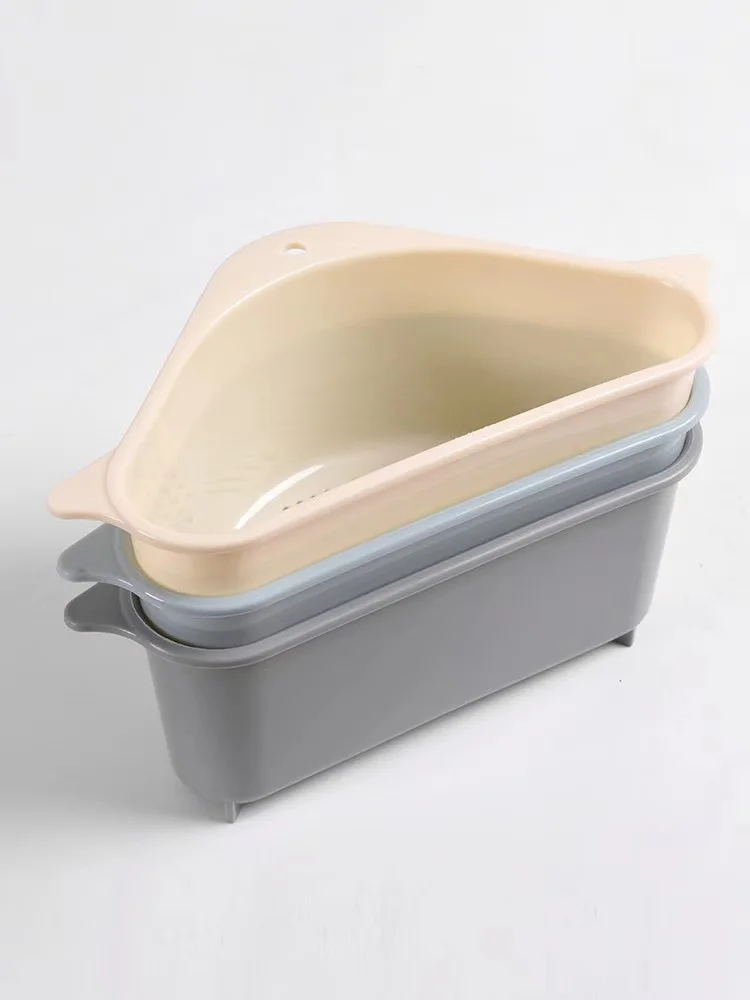 

Kitchen Triangular Sink Strainer Drain Vegetable Fruit Drainer Basket Suction Cup Sponge Rack Storage Tool Sink Filter Shelf