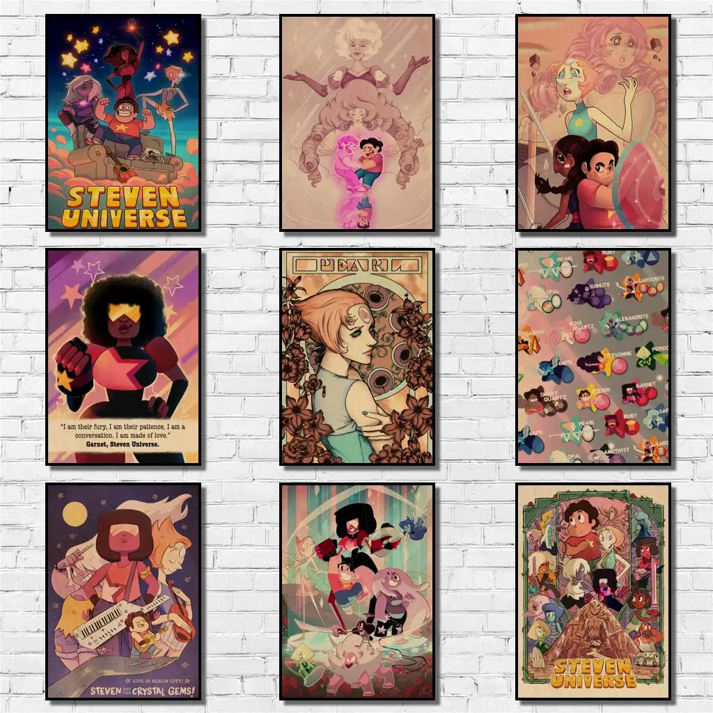 

40 Дизайнов стивенская Вселенная, искусственные драгоценные камни с мультяшным рисунком, забавная необычная Наклейка на стену для кофейни, ...