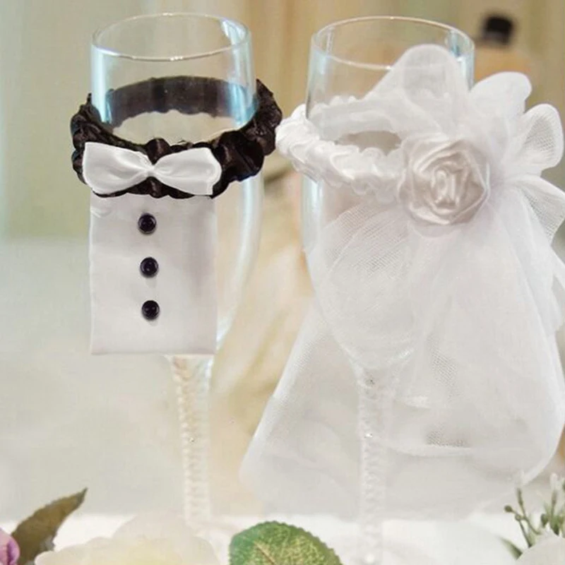 

2PCS/set Wedding Decoration Marriage Bride And Groom Wine Cups Champagne Glasses Cup Party New Year Ornaments Gifts