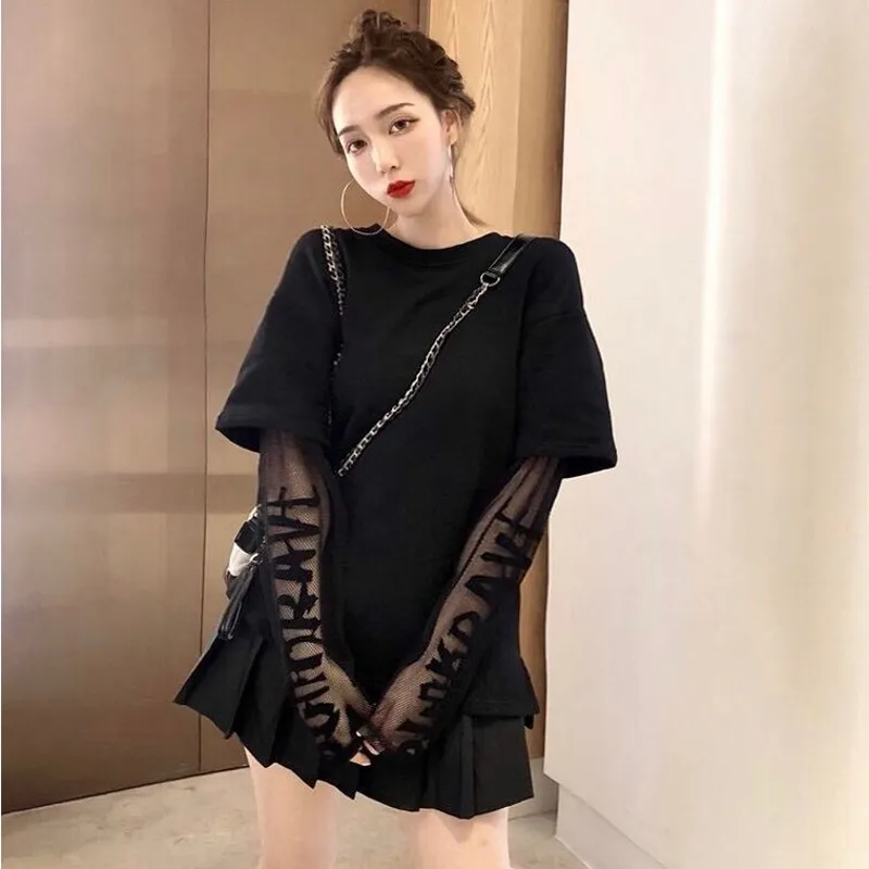 Женская простроченная Сетчатая футболка с длинным рукавом 2020 модная женская