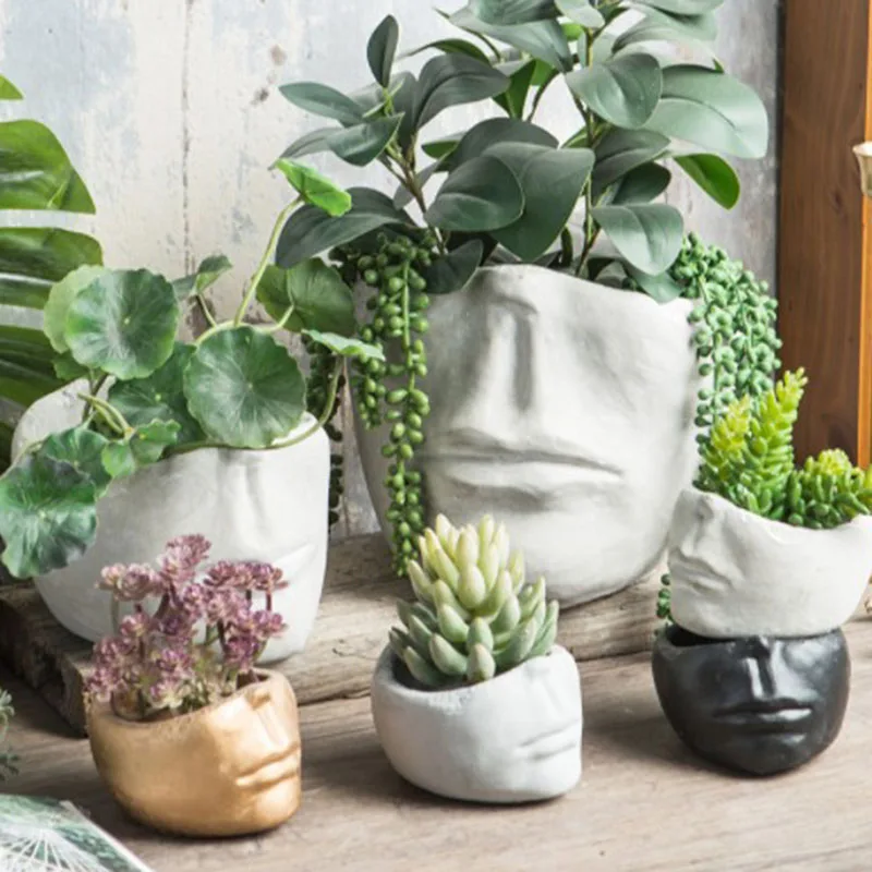 

Vintage Abstract Vase Balcony Decorations Vases Desktop Decoration Succulent Plant Pot Garden Cement Ornaments Decorations Home