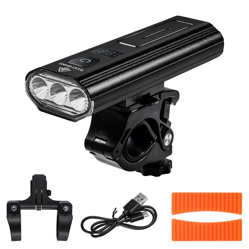 

WEST BIKING 5200MAh Bicycle Light 3 LED Digital Display L2 T6 Bike Front Light USB Chargeable Cycling Headlight As Power Bank