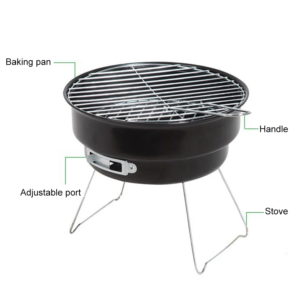 

Portable Folding BBq Charcoal Grill Stainless Steel Barbecue Grill Barrel Stove Outdoor Camping Picnic Barbecue Accessories Tool