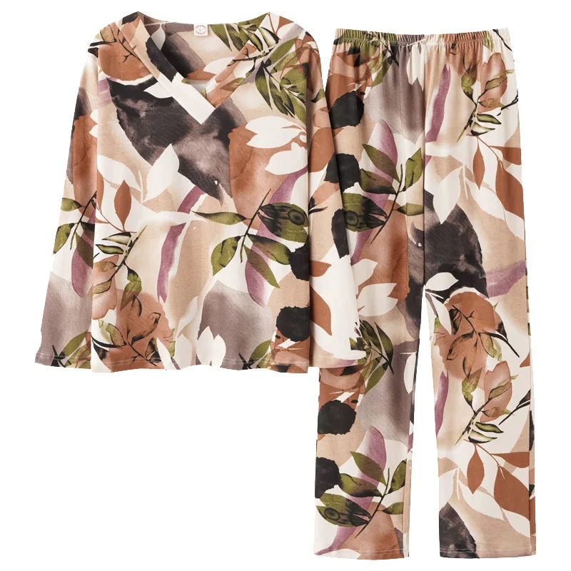 

Large Size Cotton Pajama Sets for Women Winter Autumn Sleepwear Home Wear Clothes Housewear Home Suit Lounge Clothes
