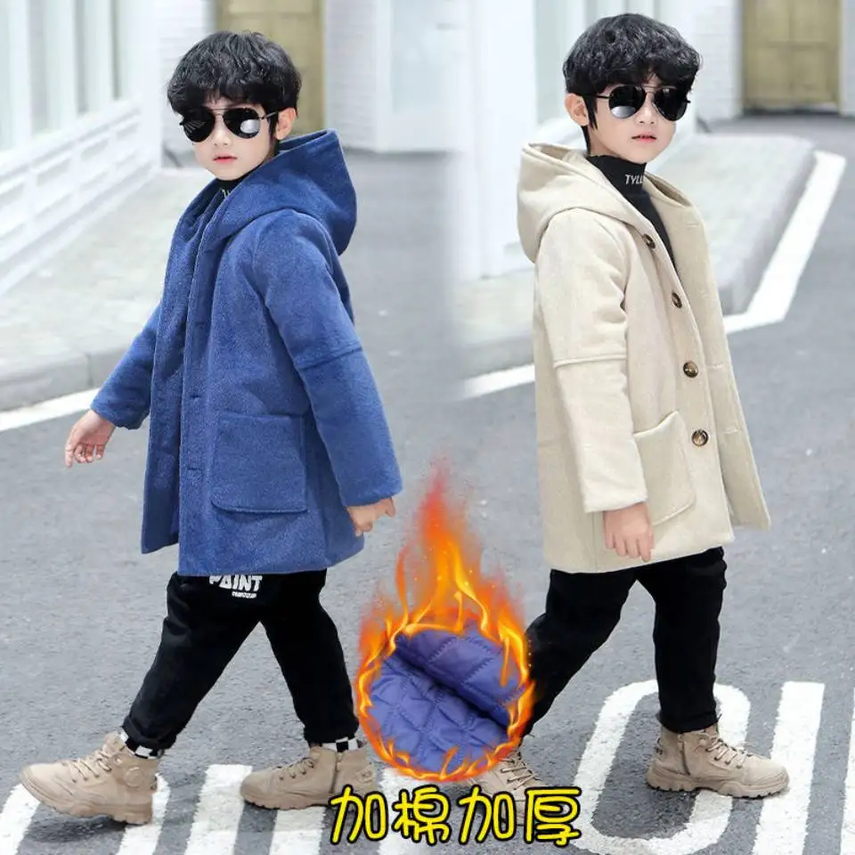 

2020 Winter Kids Clothing Thick Children Coats Solid Color Outwear For 3 4 6 8 10 12 13 14 Yrs Teens Boys Warm Woollen Jackets