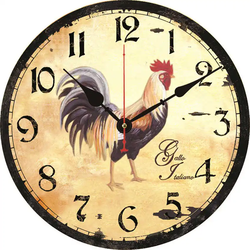Chicken Clock B Парижская башня настенные часы, настенные часы Бесшумный ход, круглые Настенные часы, потертые ретро дома для декора кухни, duvar saati - Цвет: Chicken Clock B
