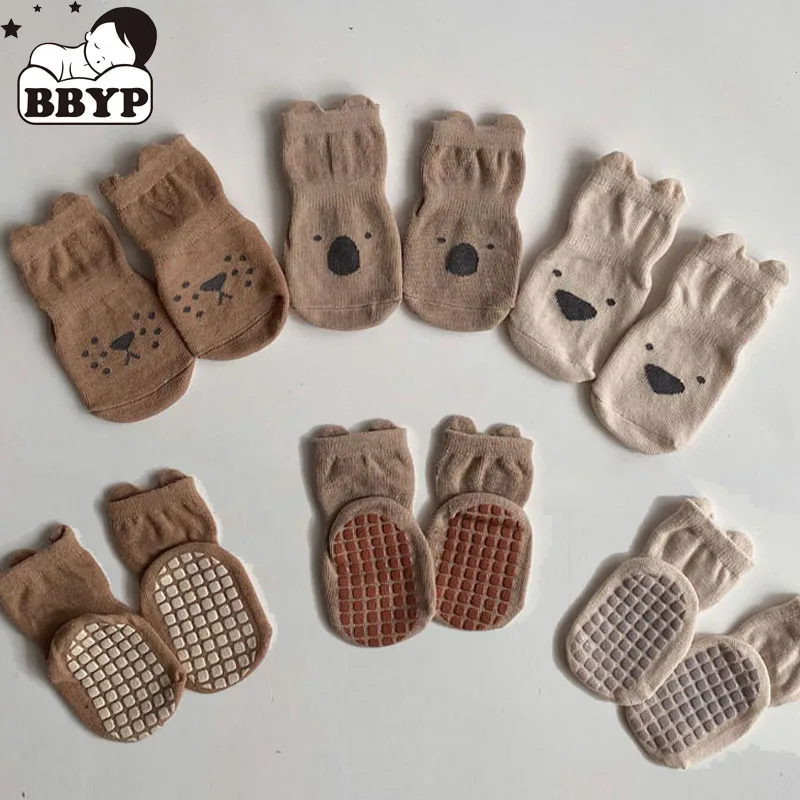 Calcetines antideslizantes de algod&oacute;n suave para ni&ntilde;os y ni&ntilde;as, medias para reci&eacute;n nacidos de 0 a 5 a&ntilde;os, para oto&ntilde;o e invierno, 3 pares, novedad de 2021-0