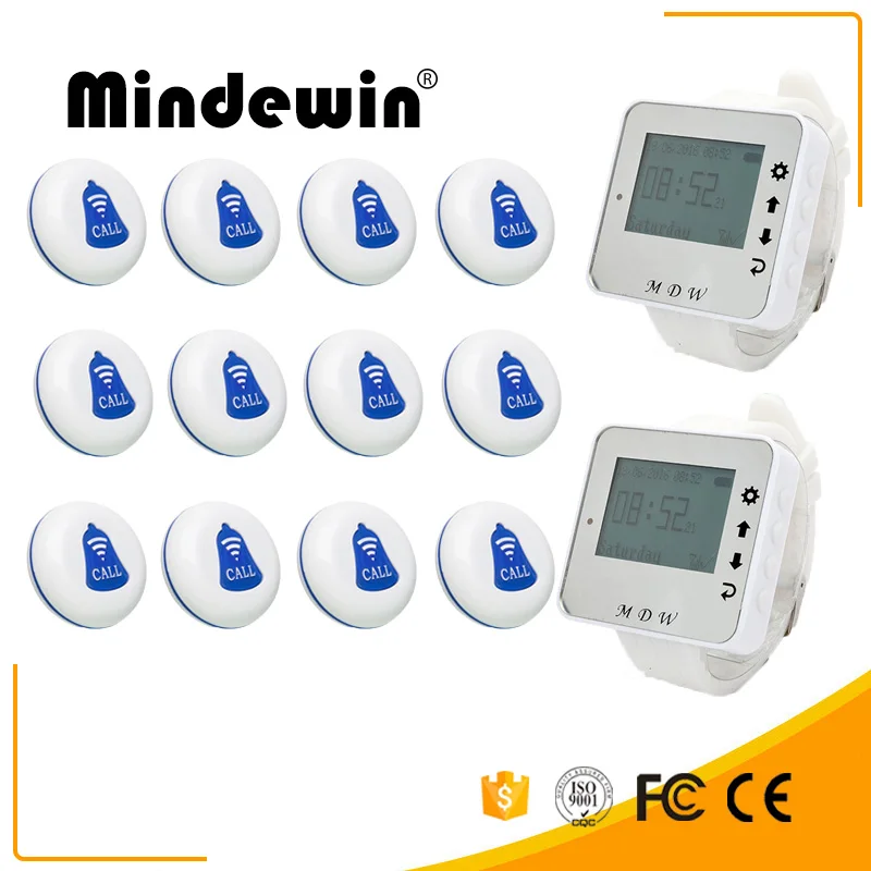Mindewin беспроводной настольный звонок для ресторана система вызова пейджер 2 шт.