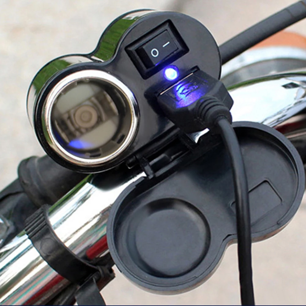 Водонепроницаемый Авто Мото USB адаптер Зарядное устройство 12/24V зажигание