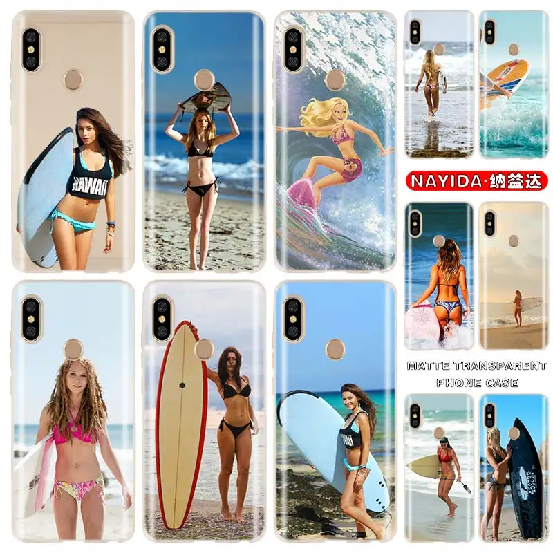

Silicone Case For Xiaomi Redmi 10 9a 7a 8a Note 10 9 8 7 Pro Max 10s 9s 8T Prime 9at Cover surfboard surfing sexy figure Fundas