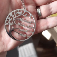 custom name necklace personalized tree of life stainless steel golden family tree women letter necklace christmas gift chocker