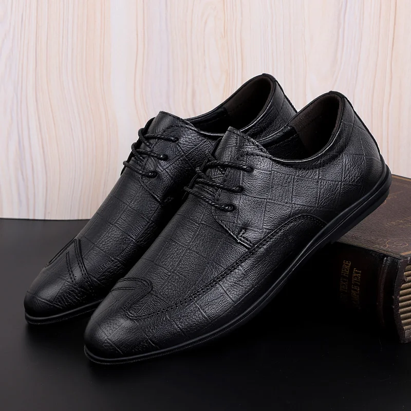 Мужские кожаные туфли-оксфорды в деловом стиле дышащие туфли на резиновой