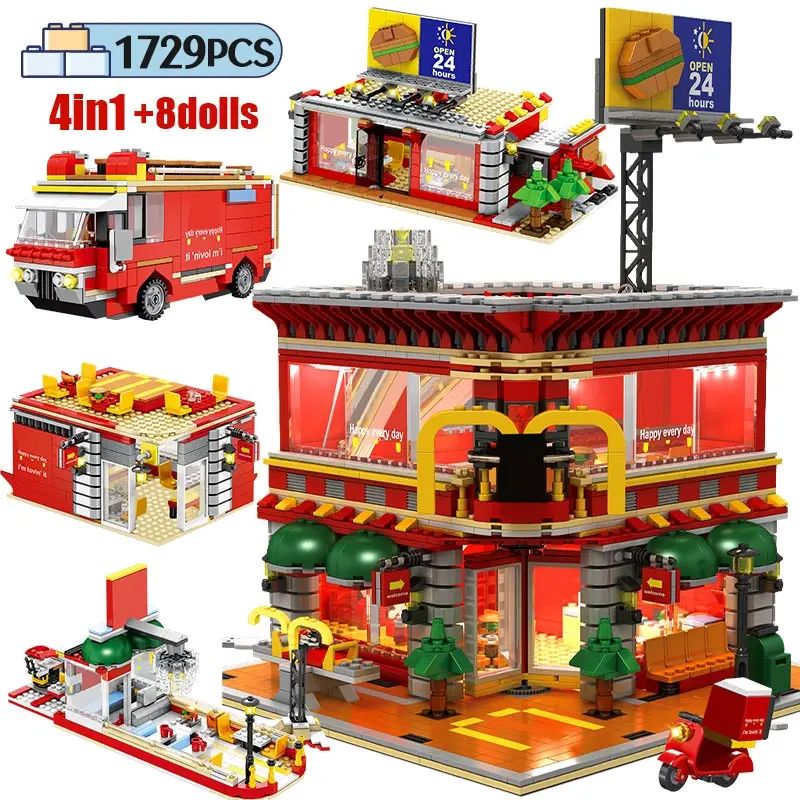 

1729 шт., Детский конструктор «городская улица»