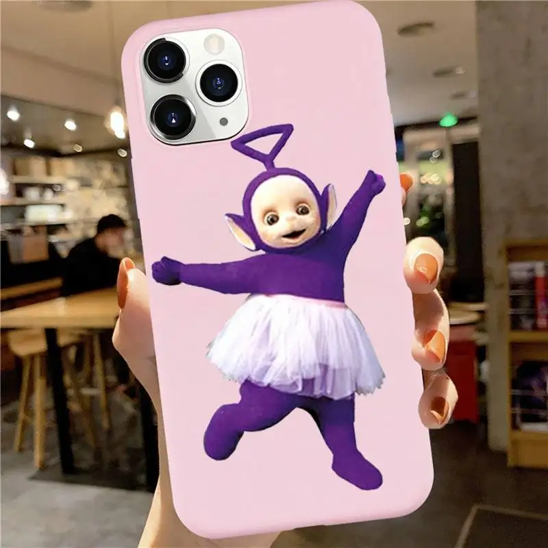 

Cute Teletubbies cartoon Phone Case Candy Color for iPhone 6 7 8 11 12 s mini pro X XS XR MAX Plus