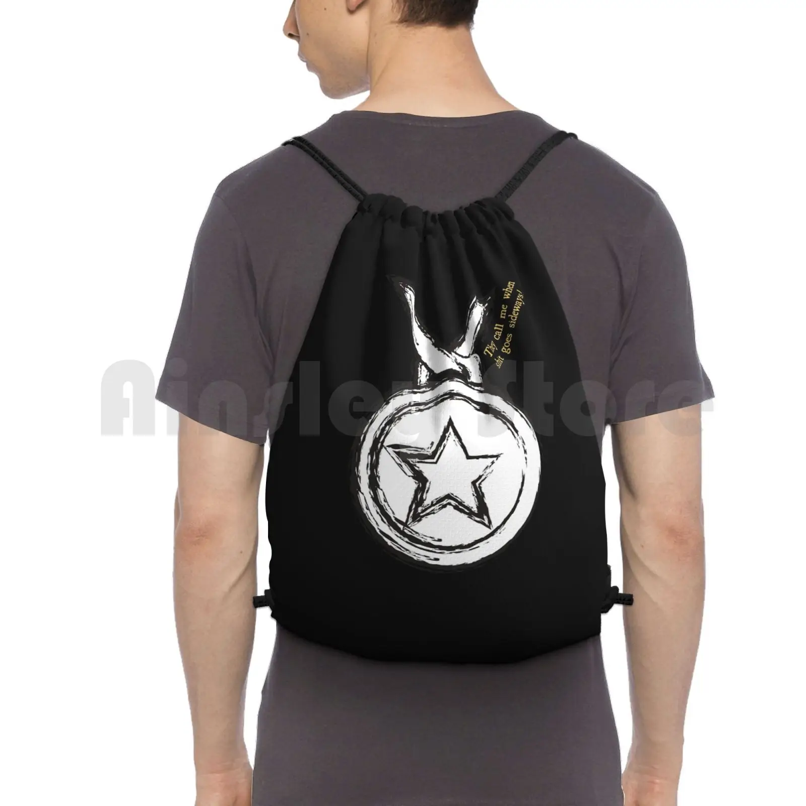 

They Call Me We Stuff Goes Sideways Backpack Drawstring Bag Riding Climbing Gym Bag Medal Hero Superhero Protector Solution