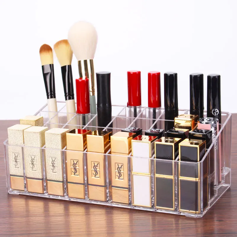 

Plastic 36 Slots Lipstick Organizer Transparent Lip Gross Storage Box Large Capacity Makeup Organizer Cosmetic Lipstick Holder