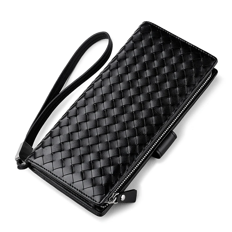 Мужской кошелек WILLIAMPOLO итальянский вязаный Изысканный клатч из натуральной кожи