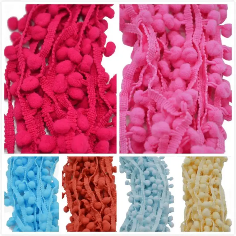

5Yards Mini Pearl Pom Pom Trim Ball Lace Pompom Fringe Ribbon Sewing Lace Kintted Fabric Handmade DIY Craft Accessories