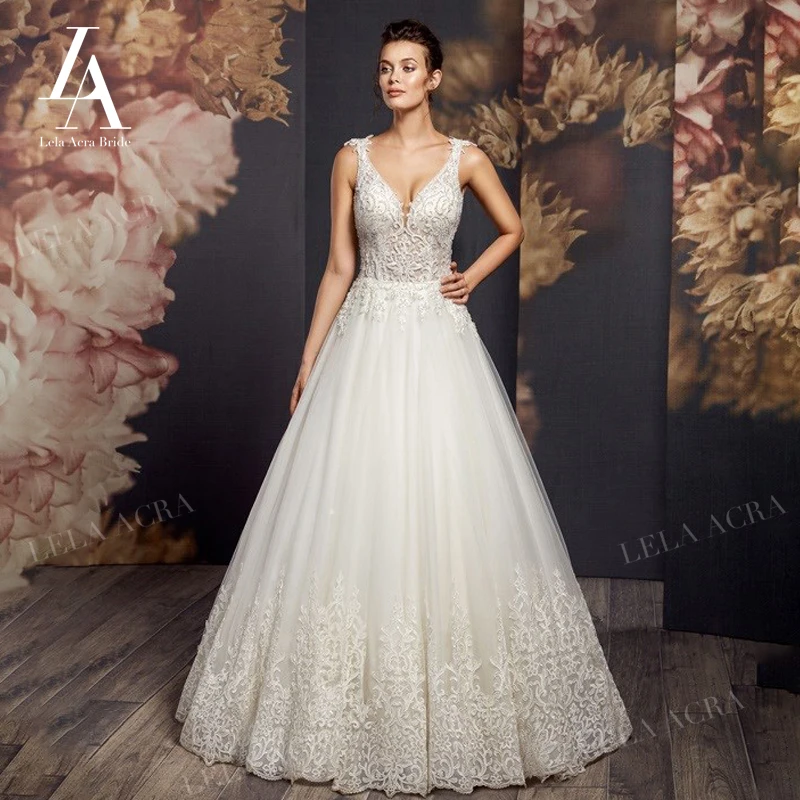 

Женское свадебное платье без рукавов LelaAcra, ТРАПЕЦИЕВИДНОЕ ПЛАТЬЕ с открытой спиной и V-образным вырезом, ТРАПЕЦИЕВИДНОЕ платье принцессы, модель AX70, 2021