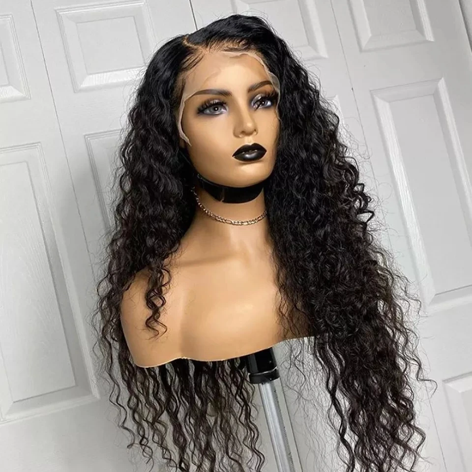 

180%Density 26Inch Black Soft Kinky Curly Wigs Glueless Lace Front Wig Remy High Temperature For Black Women With Baby Hair