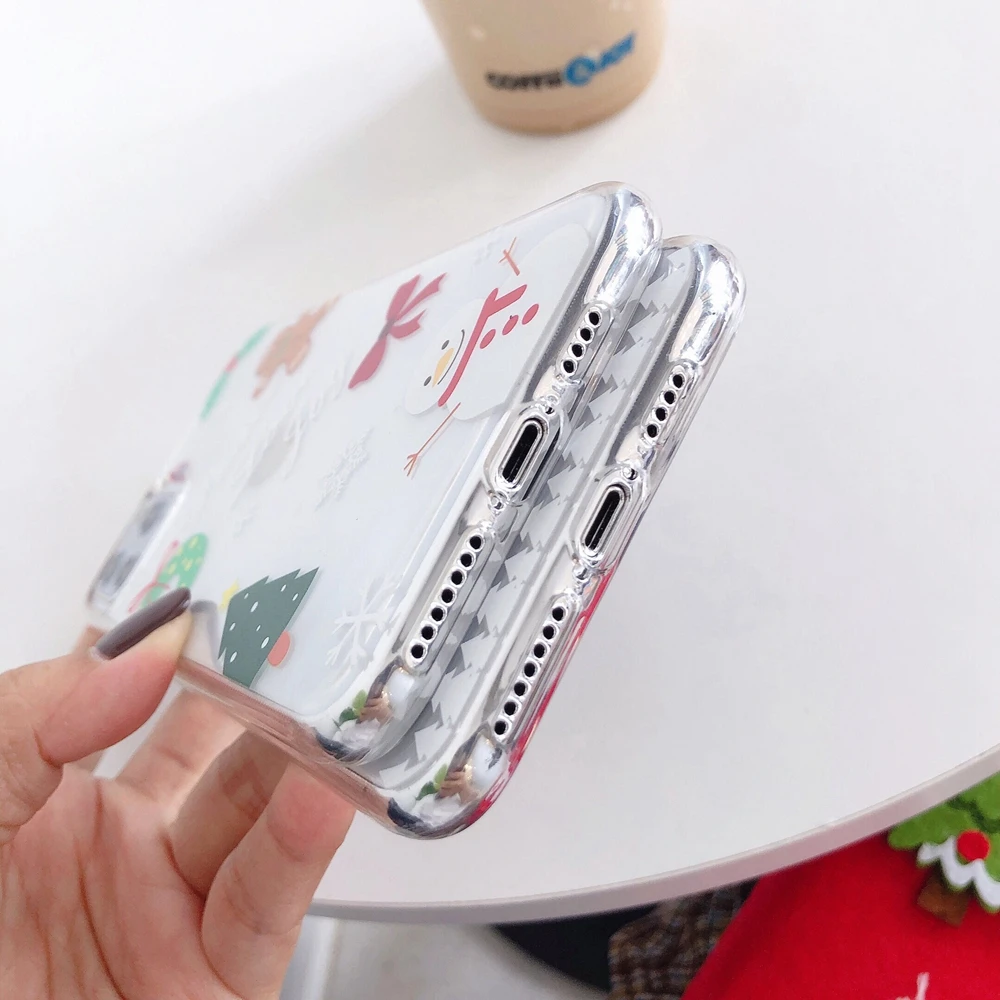 Ультратонкий чехол для iPhone 11 Рождественский Чехол 7 11Pro Max милый прозрачный из ТПУ
