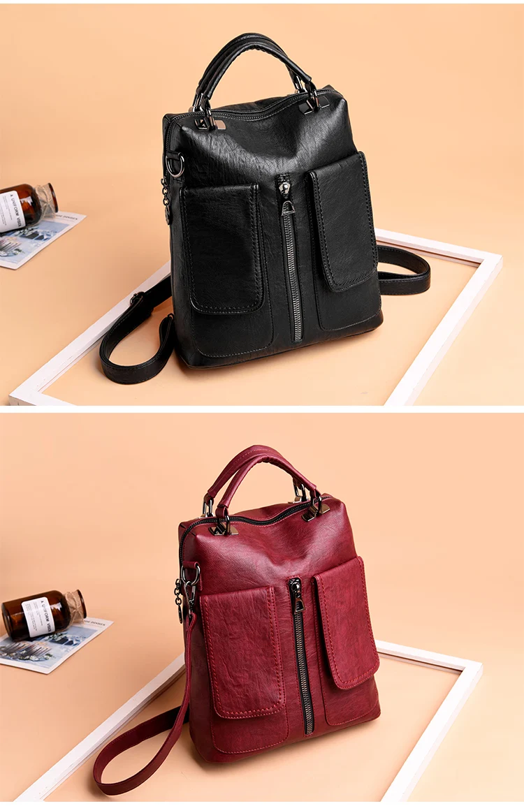 Женские кожаные рюкзаки Mochila Feminina женские кожаные рюкзаки высокого качества школьные рюкзаки для девочек Женские однотонные повседневные Рюкзаки