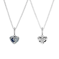 2020 winter new christmas gift 925 sterling silver blue moon stars heart necklace for women original brand necklace jewelry