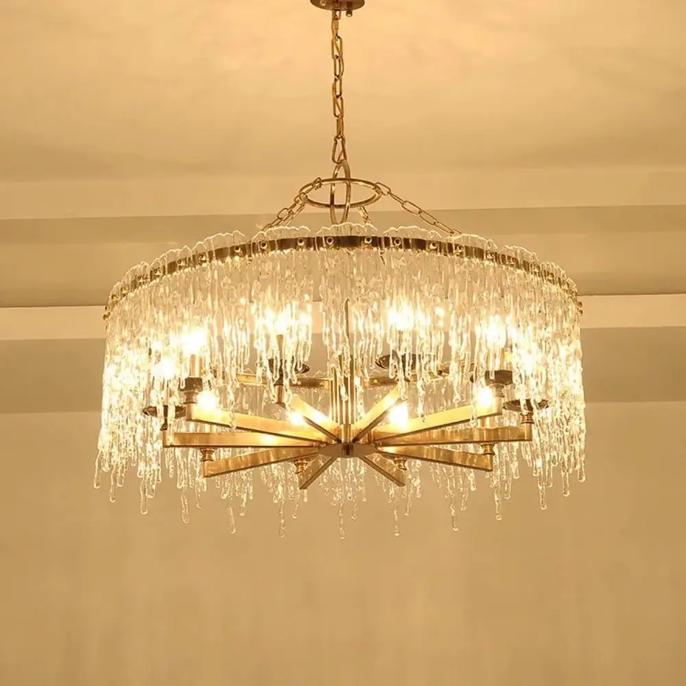 

Light Luxury Icicle Chandelier Villa Living Room Club Restaurant Glass Crystal Suspension Lamps Creative Engineering Lamp PA0700