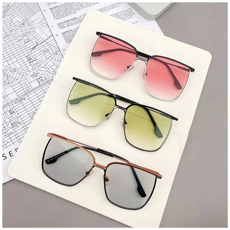

Double Rose Gold Luxury Brand Sunglasses High Quality Fashion Glasses Accessories Square Sun Glasses for Women Men Shades Korean