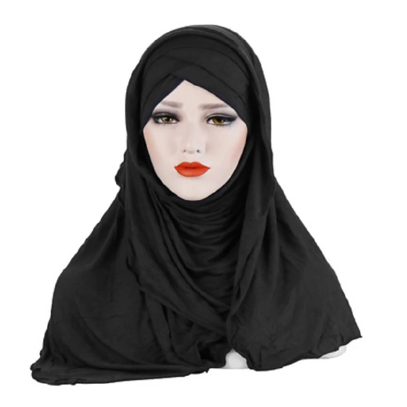 

Muslim Hijab Long Scarf For Prayer Full Cover Inner Hijabs Muslim Fashion Women Islamic Scarf Scarves Jersey Headscarf Cap Woman