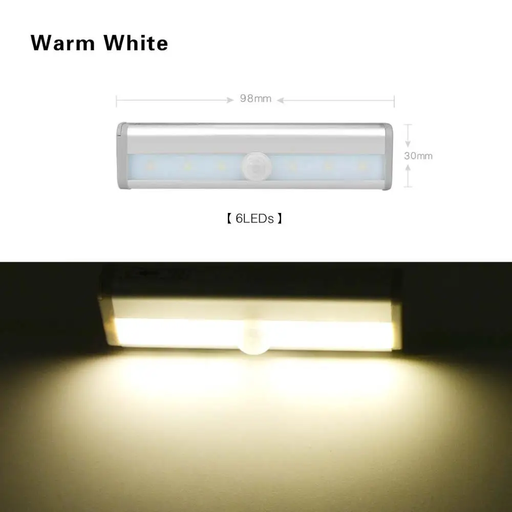 Warm White 98mm Smart ON Motion sensor светодиодный светильник для шкафа, детектор движения тела, кухонный светодиодный светильник для шкафа, шкаф, комнатные настенные лампы - Цвет: Warm White 98mm
