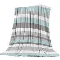 blue gray stripes throw blanket soft comfortable velvet plush blankets warm sofa bed sheets
