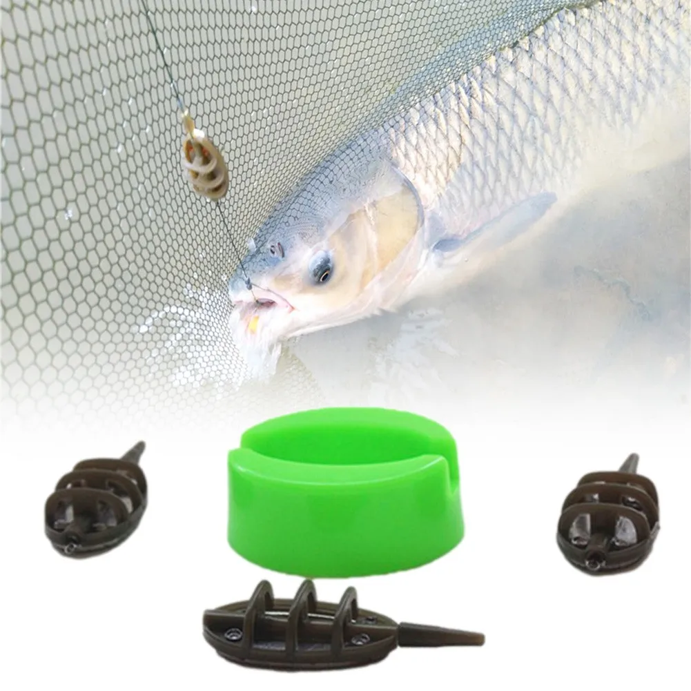 

Carp Fishing Inline Method Feeders Tool Set 3pcs Feeders +1pc Quick Release Moulds Nest Bait Cage Bait Moulding Cap Attract Fish