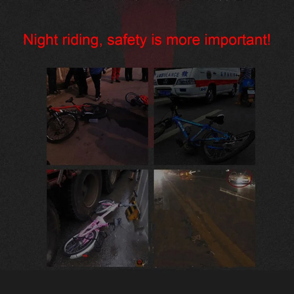 

USB Rechargeable Bicycle Rear Light High Intensity LED Warning Tail Light for Night Riding Mountain Bike Highlight Equipment
