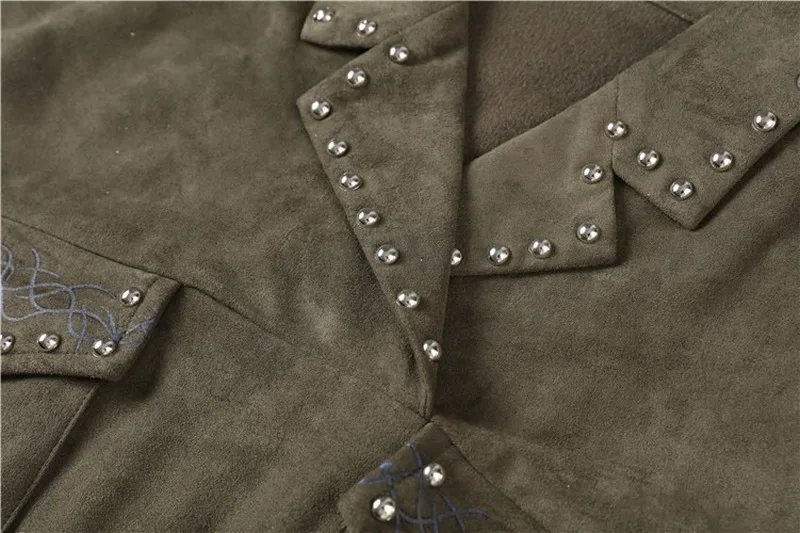 

New Design Women Personality Outfits Rivets Blouse Patchwork Mini Shorts Two Piece Suits Female Cool Autumn Shirt Pantskirt Set