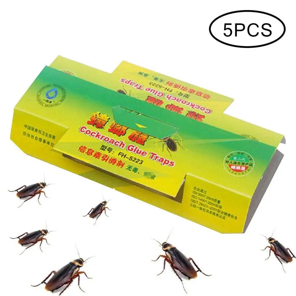 5PCS Cockroach Catcher Sticky Raft Catching With Attractant Powerful Glue Trap Nontoxic Bait | Дом и сад