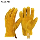 OZERO рабочие перчатки растягивающаяся жесткая ручка кожа для хозяйственной работы Строительная Древесина резка воловья Садоводство перчатки 2010