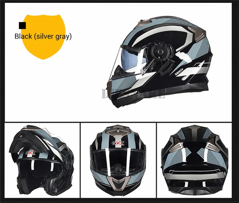 Мотоциклетный шлем модульный откидной с двойными стеклами на все лицо для