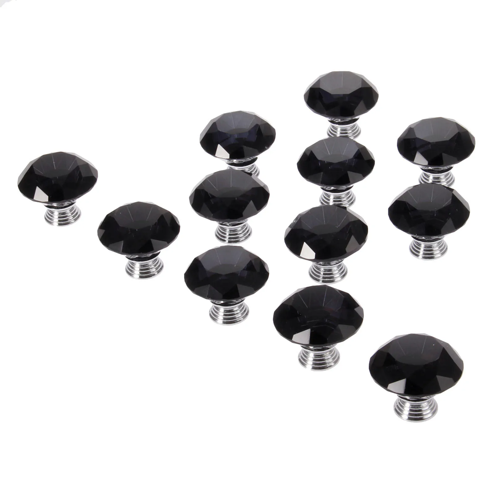 12 шт. 40 мм черная Алмазная форма Хрустальная стеклянная ручка ящик буфет
