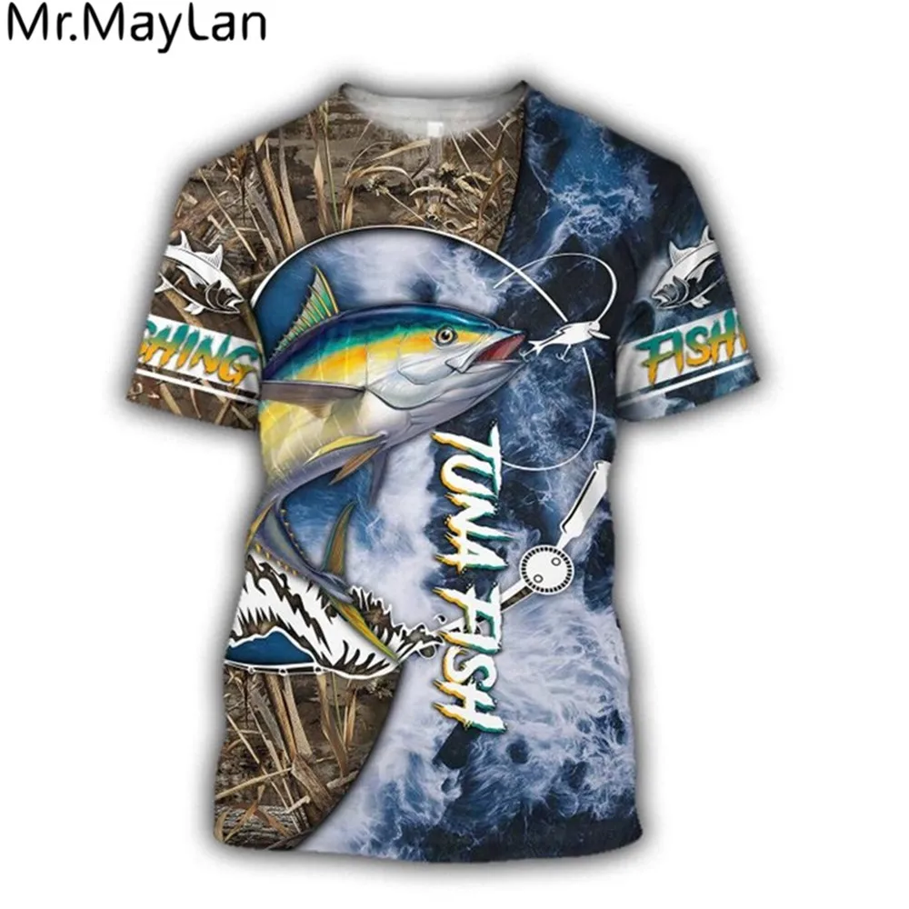 Новинка 2020 футболка для рыбалки стильная повседневная с цифровым 3D-принтом рыбы