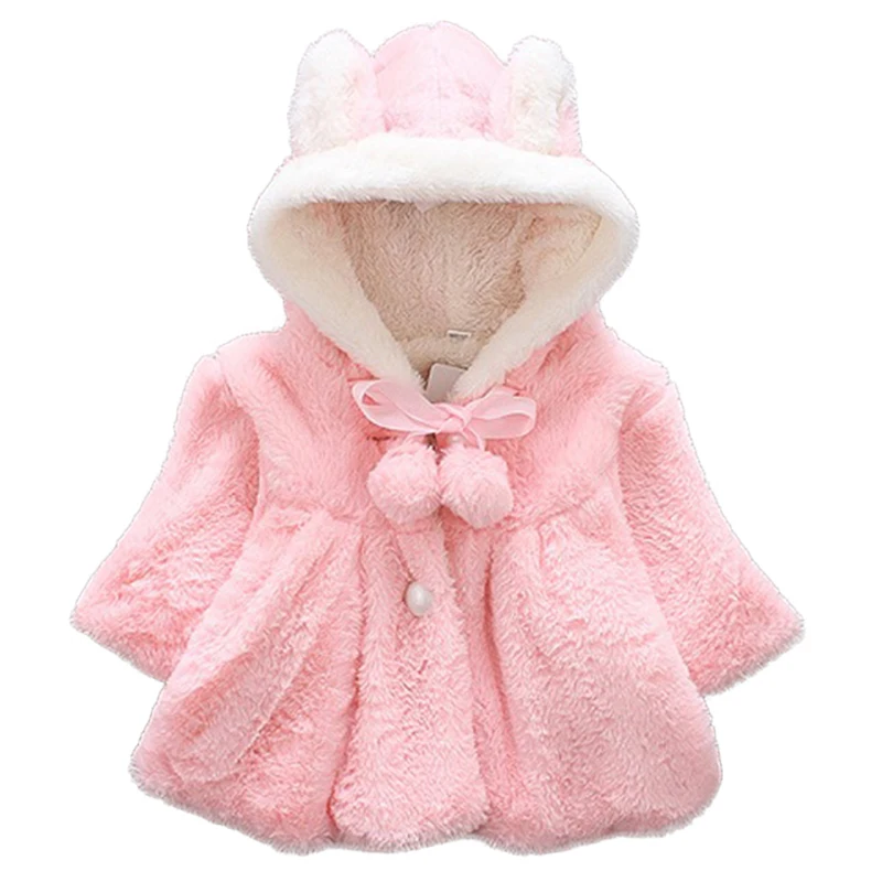 Куртка для маленьких девочек осенне-зимняя плюшевая накидка с кроличьими ушами