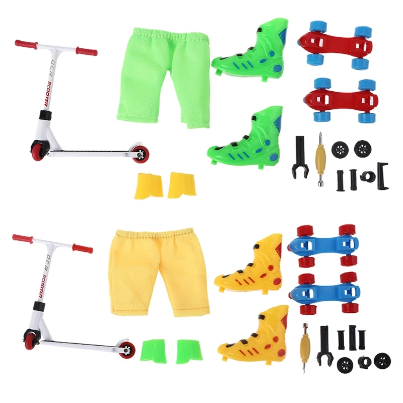 

1Set Finger Toy Box Assembly Finger Scooter Roller Skates for Toddlers Mini Gadget Set Ride Finger Toy Kids Party Favor 40JC