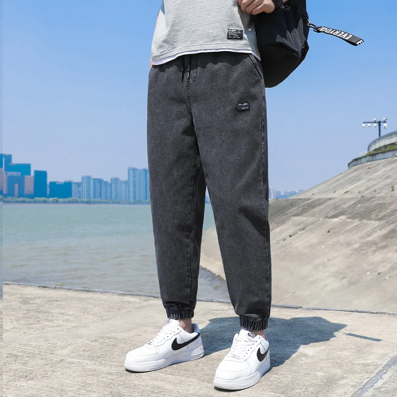 Повседневные джинсы мужские осенние хлопковые однотонные рабочие брюки в стиле