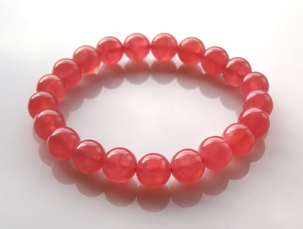 Бесплатная доставка натуральный Родохрозит круглые бусины эластичный браслет